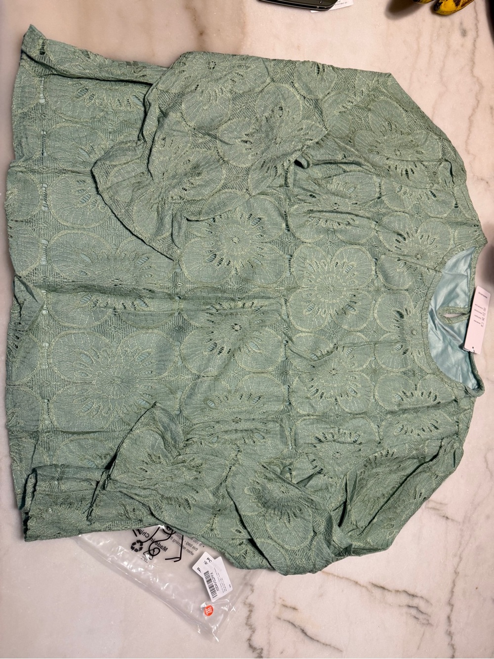 Women's Sage Green Eyelet Lace Blouse